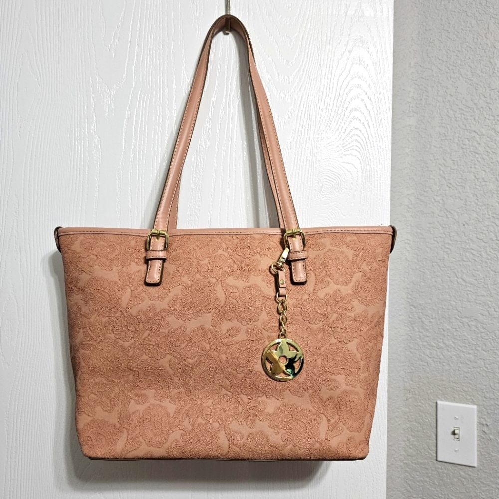 Bueno Of California Embossed Rose Tote Bag